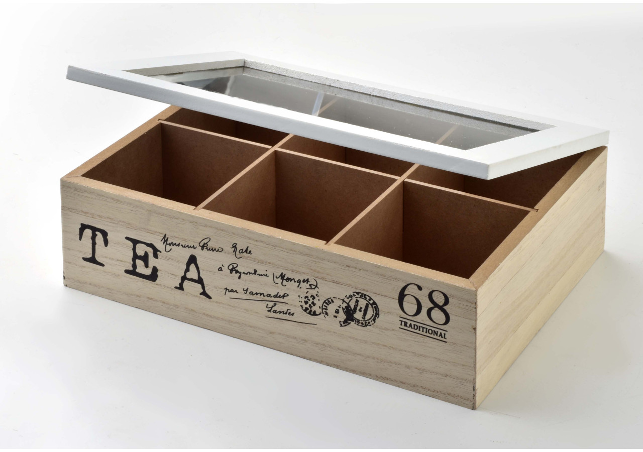 Boîte à thé SADIE - 6 compartiments 25x18xh7,5cm - HTYK4260 - Mondex
