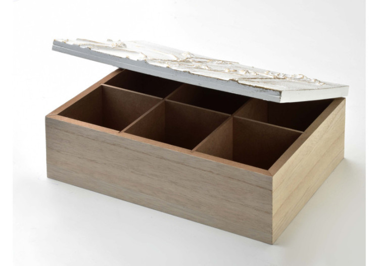 Boîte à thé SADIE - 6 compartiments 24x17,5xh8cm - HTYK4277 - Mondex 2