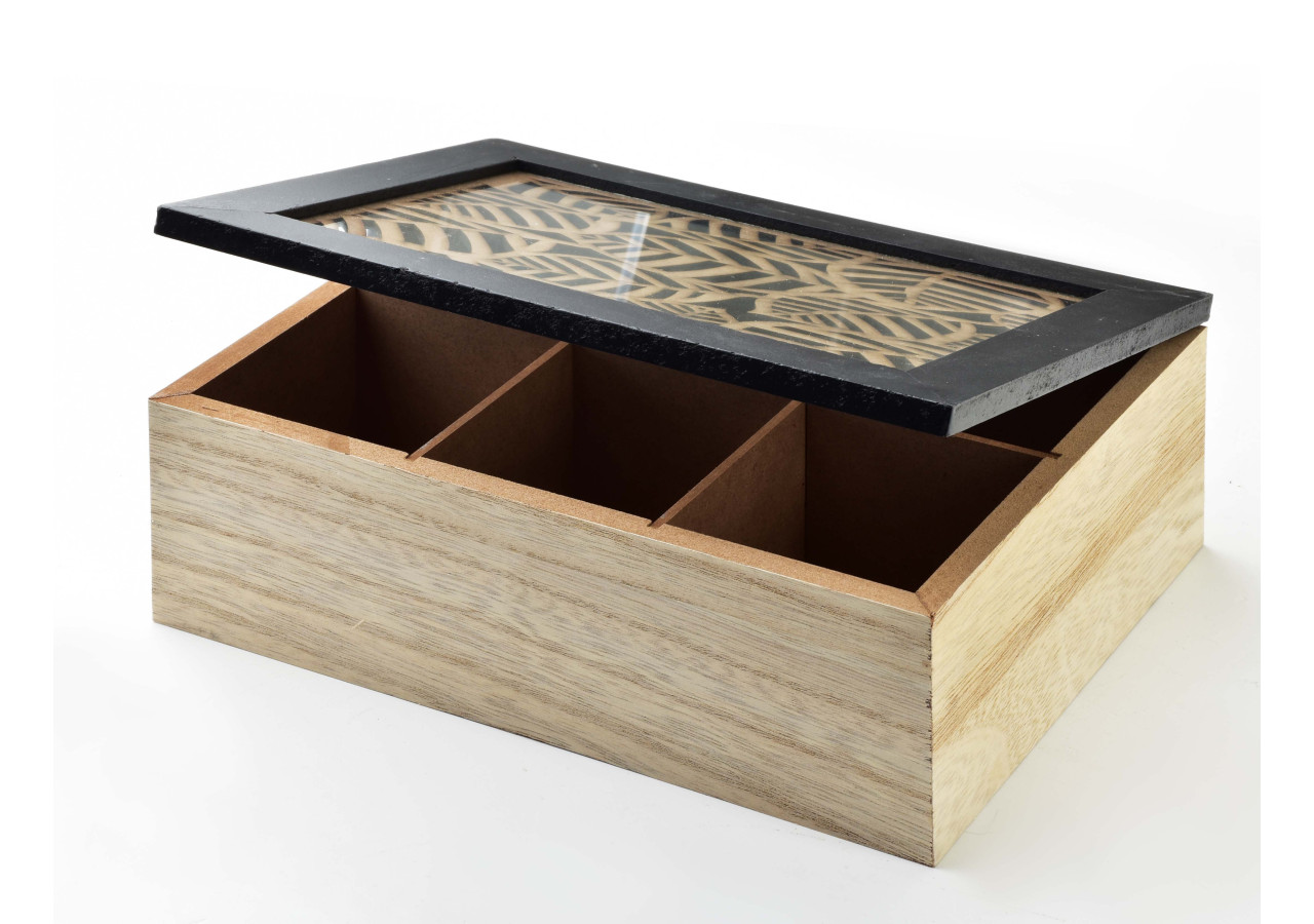 Boîte à thé SADIE - 6 compartiments 23x17,5xh7,7cm - HTYK4284 - Mondex