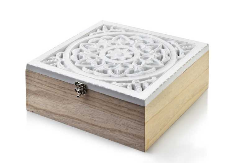 Boîte à Thé SADIE - 4 Compartiments 24x24xh10cm - HTYK4291 - Mondex