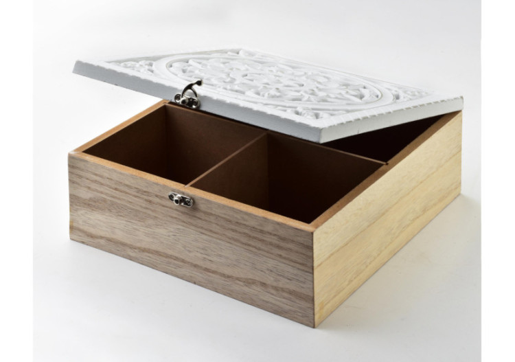 Boîte à Thé SADIE - 4 Compartiments 24x24xh10cm - HTYK4291 - Mondex 2