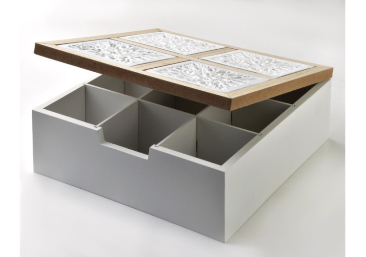 Boîte à Thé SADIE - 4 Compartiments 24x24xh9cm - HTYK4307 - Mondex 2