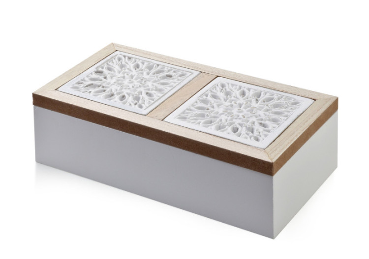 Boîte à Thé SADIE - 3 Compartiments 24x13xh7cm - HTYK4314 - Mondex