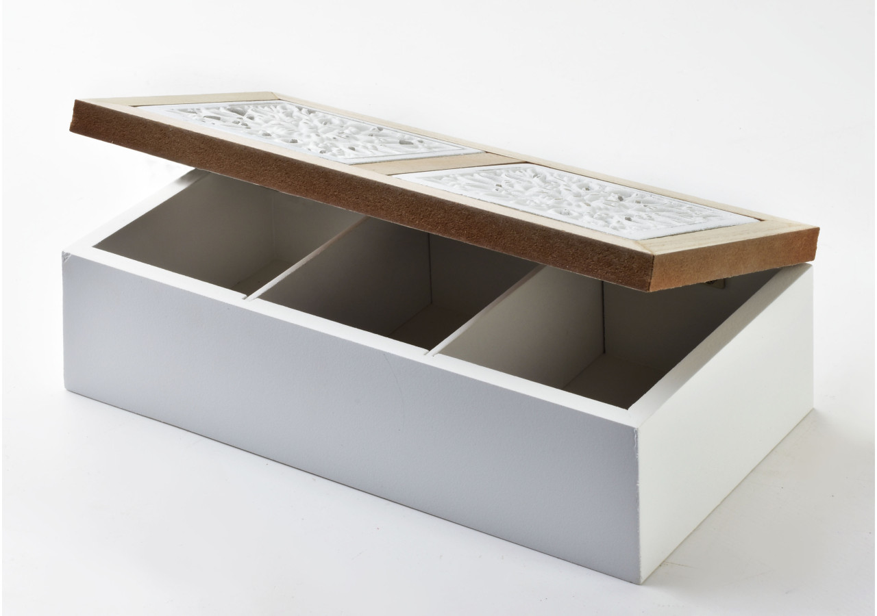 Boîte à Thé SADIE - 3 Compartiments 24x13xh7cm - HTYK4314 - Mondex