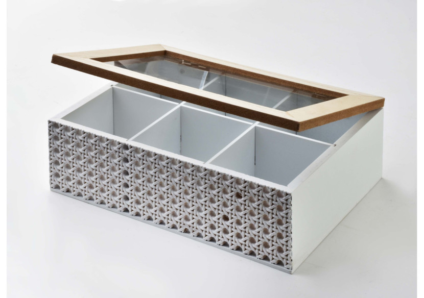 Boîte à Thé SADIE - 6 Compartiments 24x17xh8cm - HTYK4376 - Mondex