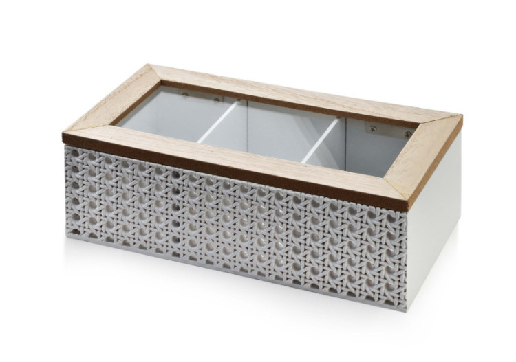 Boîte à Thé SADIE - 3 Compartiments 24x12,6xh8cm - HTYK4383 - Mondex