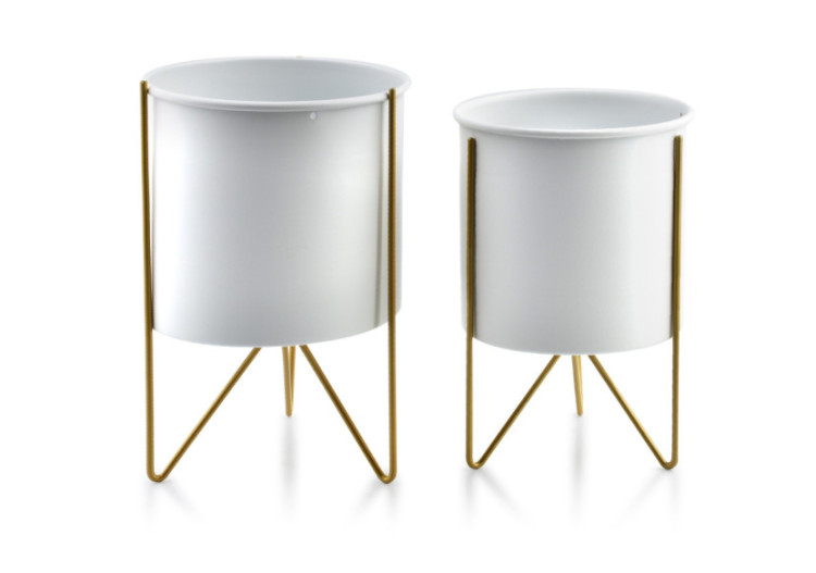 Pots SWEN WHITE&GOLD - Ensemble de 2 pièces 18cm x 26cm et 16cm x 23cm - HTOP7358 - Mondex