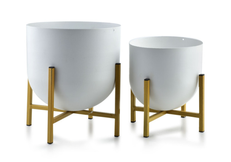 Pots SWEN WHITE&GOLD - Ensemble de 2 pièces 24cm x 26cm et 18.5cm x 21cm - HTOP7471 - Mondex