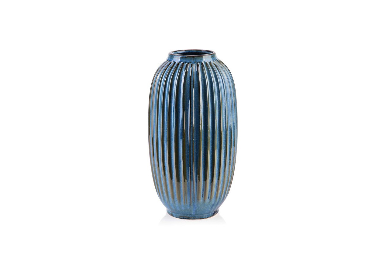 Vase YARINE BLUE - Céramique 8,5x16xh30cm pour une touche d'élégance - HTTS4765 - Mondex