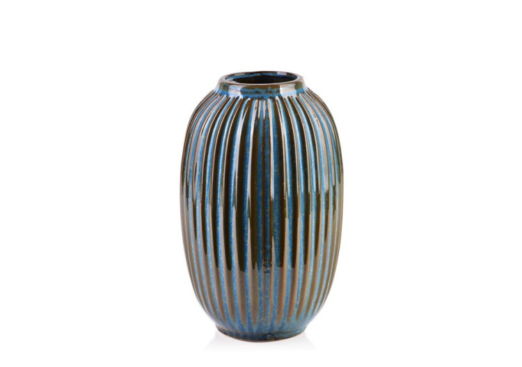 Vase YARINE BLUE - Céramique 8x16xh25cm, décoration raffinée - HTTS4772 - Mondex