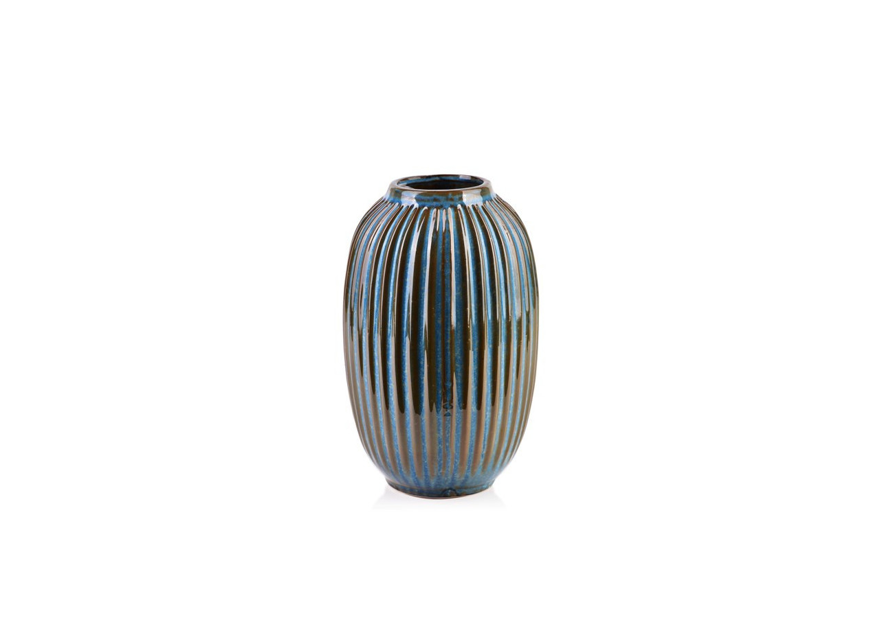 Vase YARINE BLUE - Céramique 8x16xh25cm, décoration raffinée - HTTS4772 - Mondex