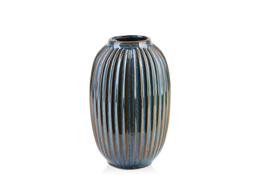 Vase YARINE BLUE - Céramique 8x16xh25cm, décoration raffinée - HTTS4772 - Mondex