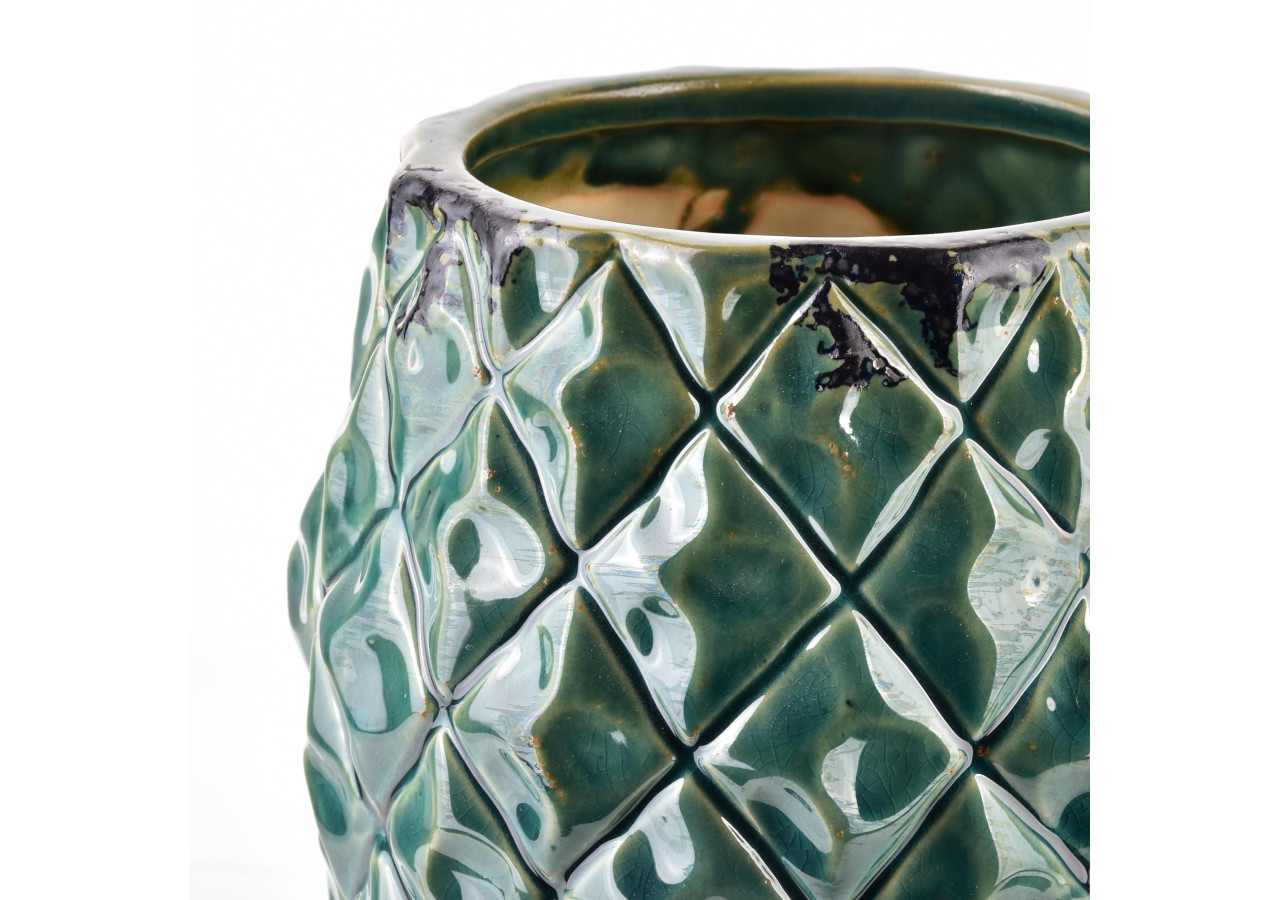 Cache-pot TAMANI GREEN - Céramique 15,5x15,5x11,5cm - HTTS4857 - Mondex