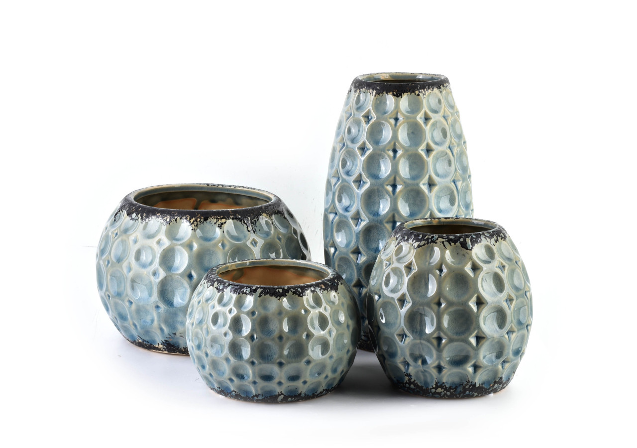 Vase DIVINE - Céramique beige 19,5 x 19,5 x 13 cm - HTTS5212 - Mondex