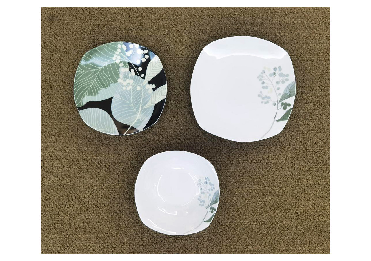 Service de Table HERBAL BLACK - 18 pièces pour 6 personnes - HTTB9258 - Affekdesign By Mondex