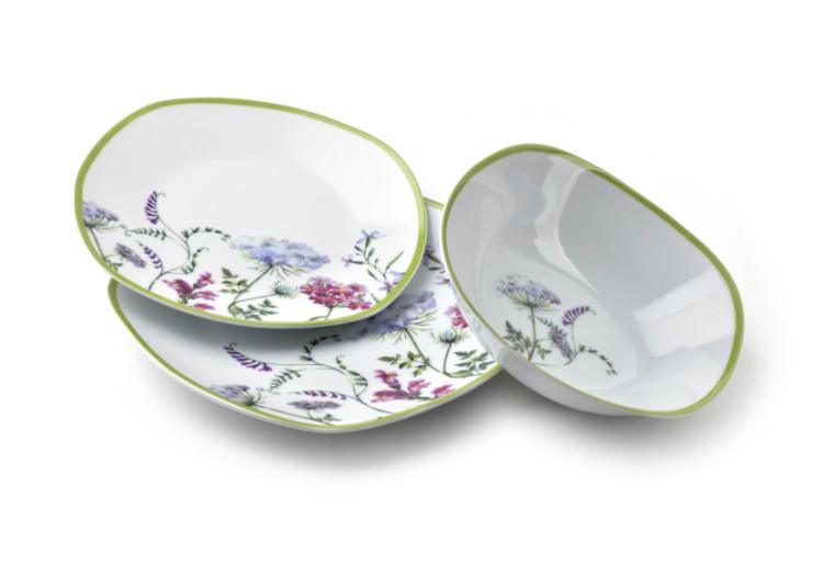 Service de table LEA SOFT - 18 pièces en porcelaine blanche avec motif floral - HTTB9319 - Affekdesign By Mondex 2
