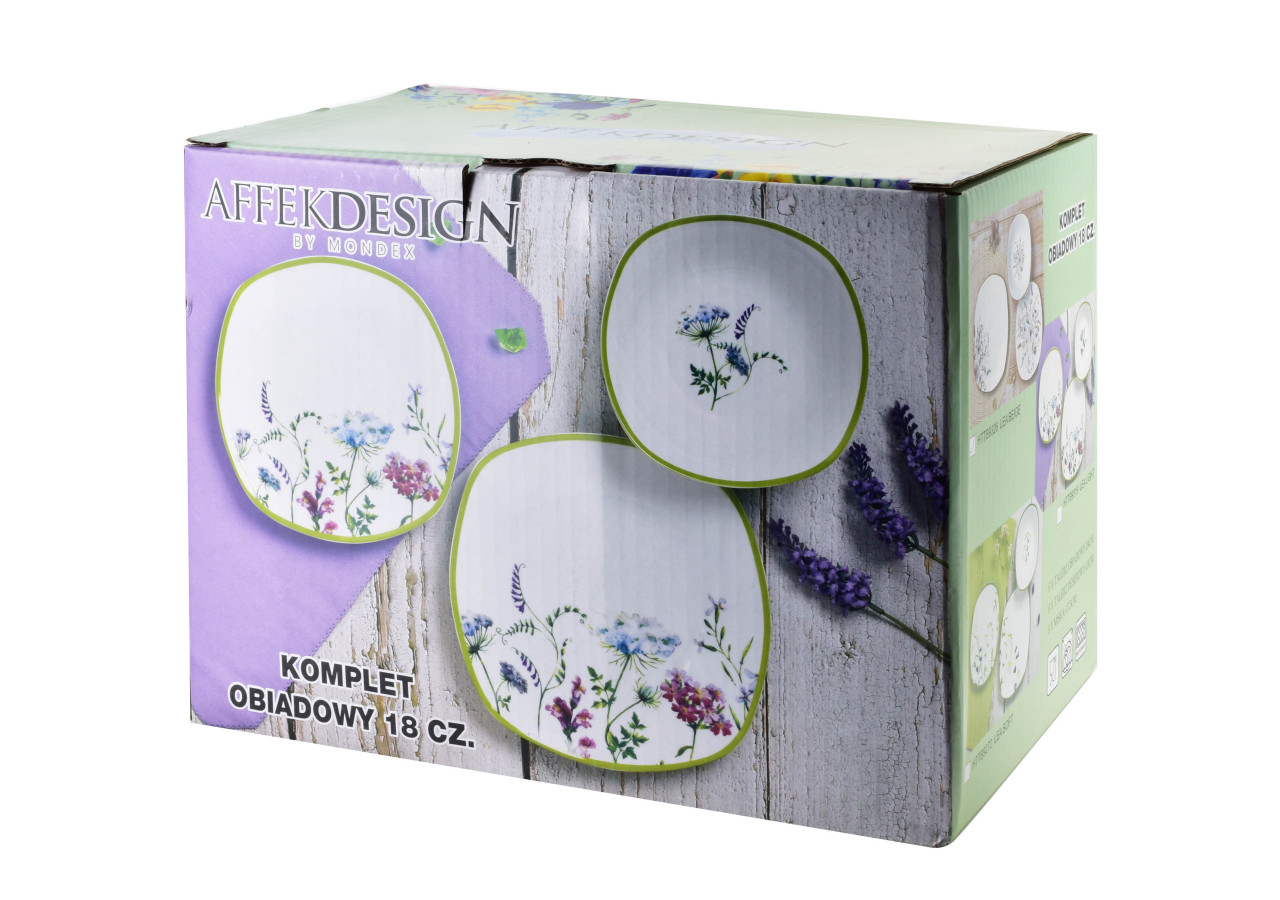 Service de table LEA SOFT - 18 pièces en porcelaine blanche avec motif floral - HTTB9319 - Affekdesign By Mondex