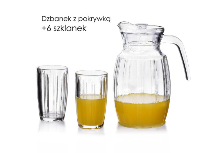 Set SOFIA - Carafe et 6 verres en verre sodique 2L - HTID6875 - Mondex