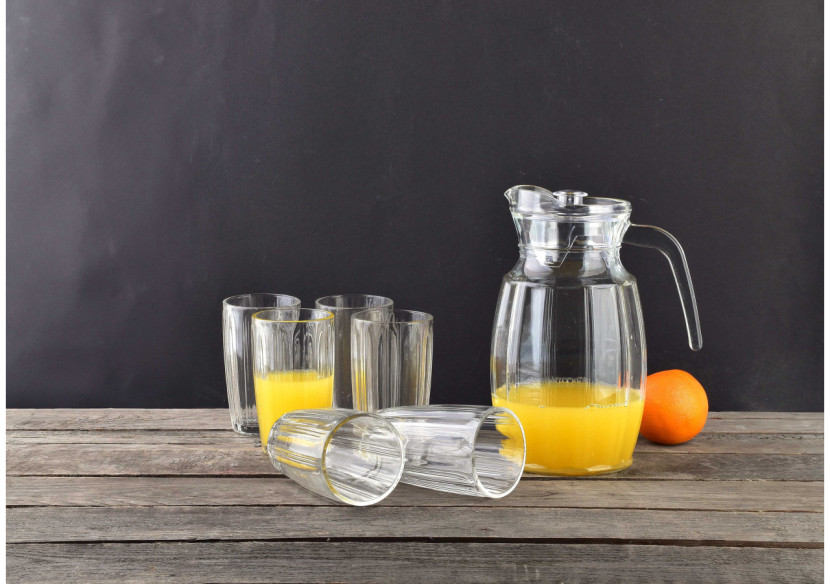 Set SOFIA - Carafe et 6 verres en verre sodique 2L - HTID6875 - Mondex