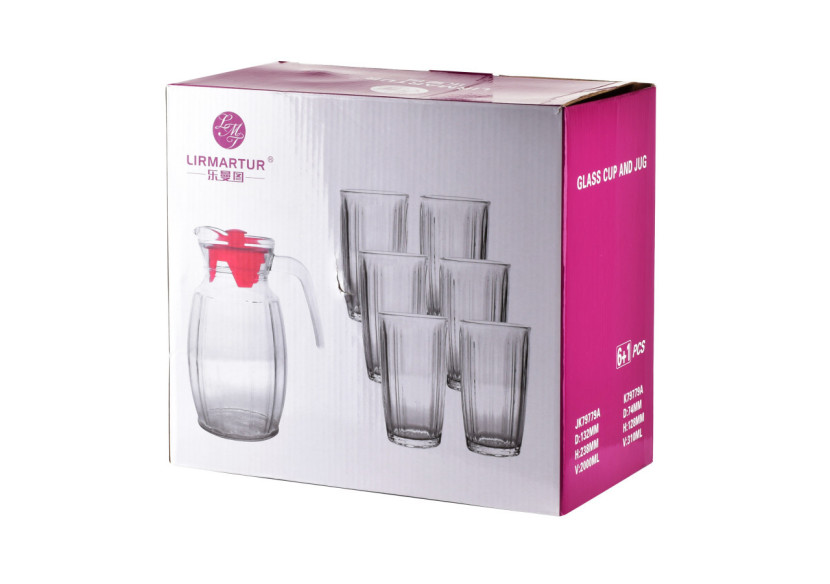 Set SOFIA - Carafe et 6 verres en verre sodique 2L - HTID6875 - Mondex