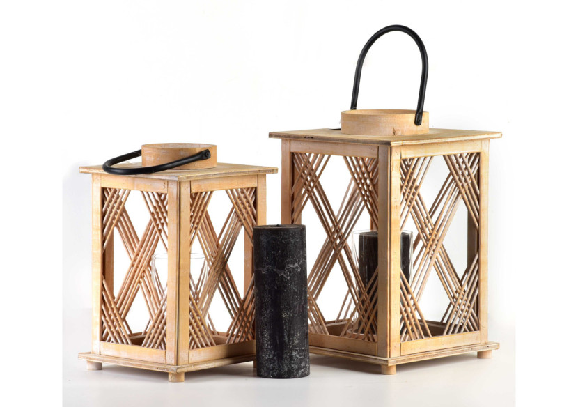 Lanterne XL LOUIS - Bois 22,5x22,5xh34cm - HTO9104 - Mondex
