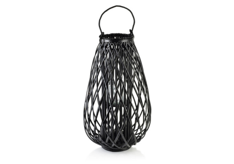LUCIE BLACK - Lampion en osier 20x42xh70cm - HTO8545 - Mondex