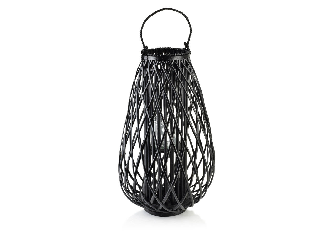 LUCIE BLACK - Lampion en osier 20x42xh70cm - HTO8545 - Mondex