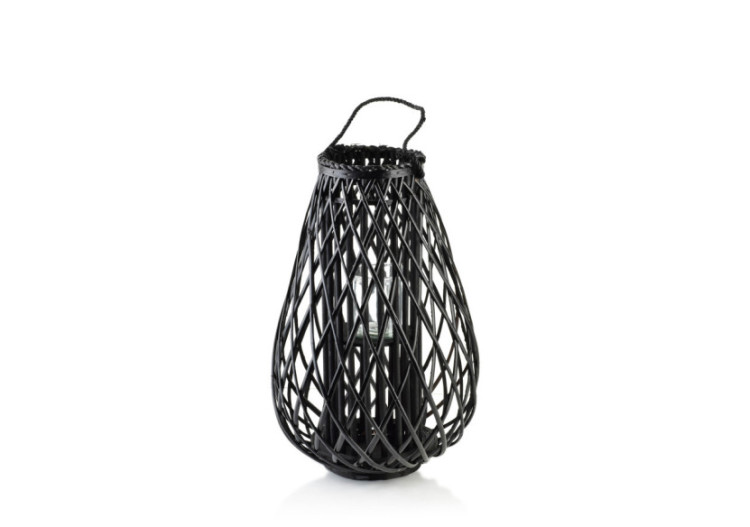 LUCIE BLACK - Lampion en osier 20x40xh60cm - HTO8569 - Mondex