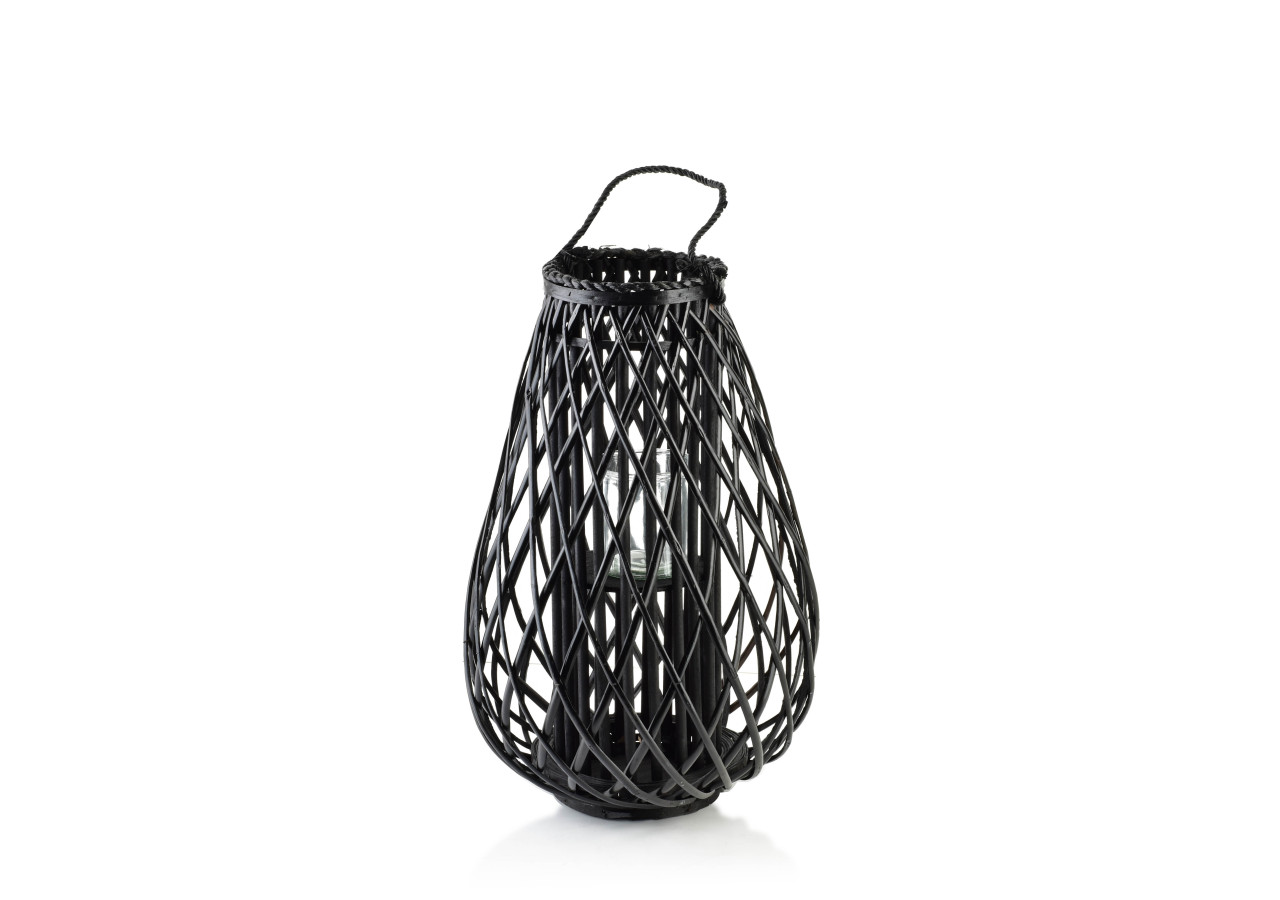 LUCIE BLACK - Lampion en osier 20x40xh60cm - HTO8569 - Mondex