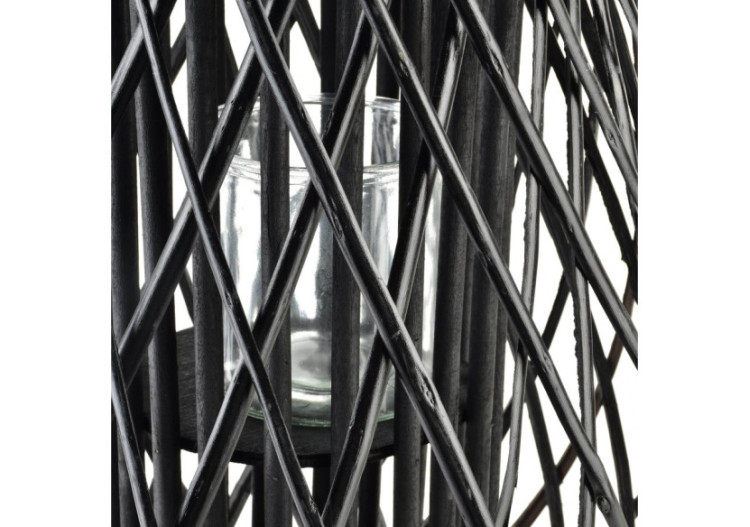LUCIE BLACK - Lampion en osier 20x40xh60cm - HTO8569 - Mondex 2