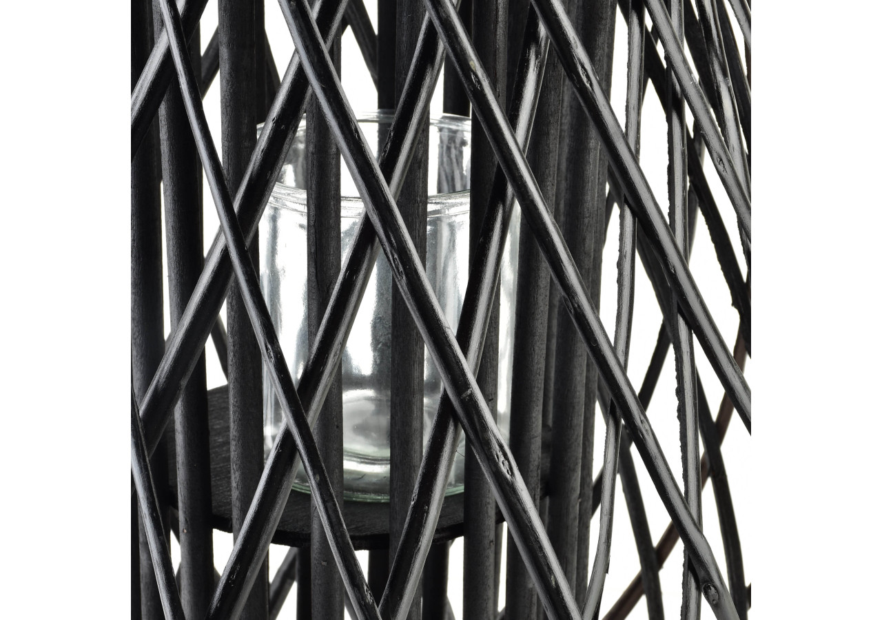 LUCIE BLACK - Lampion en osier 20x40xh60cm - HTO8569 - Mondex