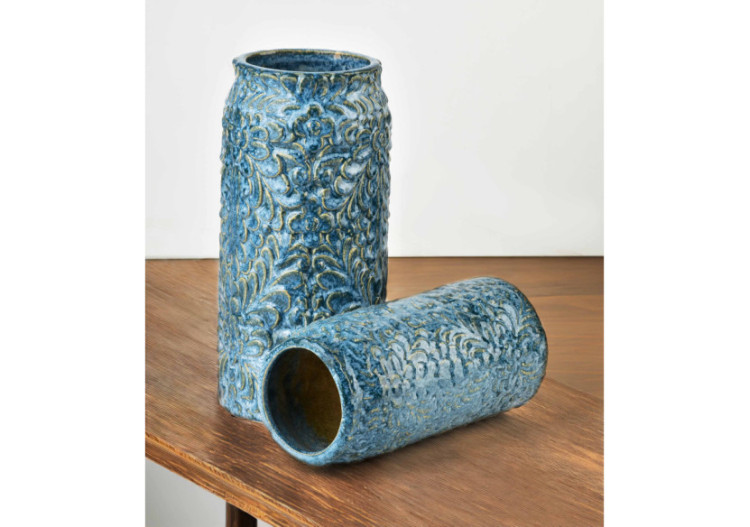 Vase YANDA BLUE - Céramique 10,5xH26cm - HTTS9647 - Mondex 2