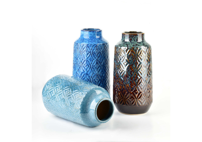 Vase YARINE DARK - Céramique raffinée 8,5xH31cm - HTTS9685 - Mondex