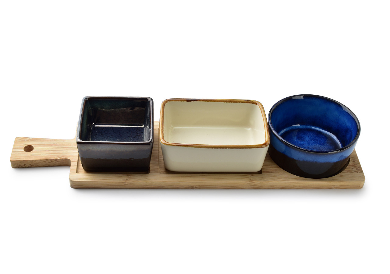 Planche de service MODERN KITCHEN - avec bols 35x9,5xh5cm - HTXD9906 - Mondex