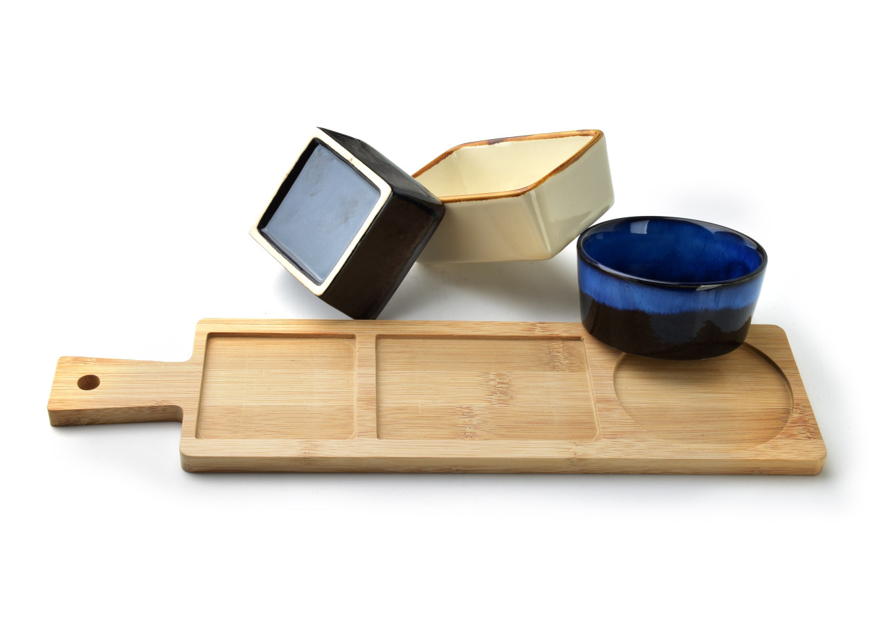 Planche de service MODERN KITCHEN - avec bols 35x9,5xh5cm - HTXD9906 - Mondex