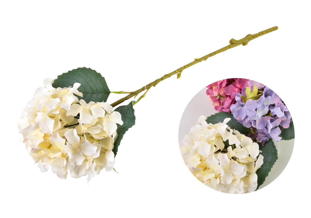 Fleur artificielle Hortensia VIRIDIS - 62x16cm, crème - HTQB2777 - Mondex