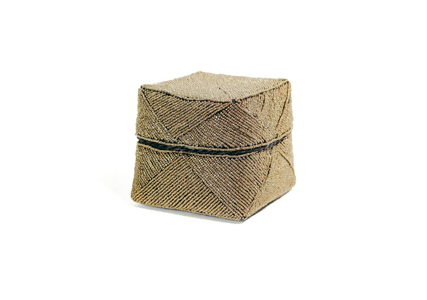 Boîte décorative en perles - Or - Taille M - BA001G-M - Bazar Bizar