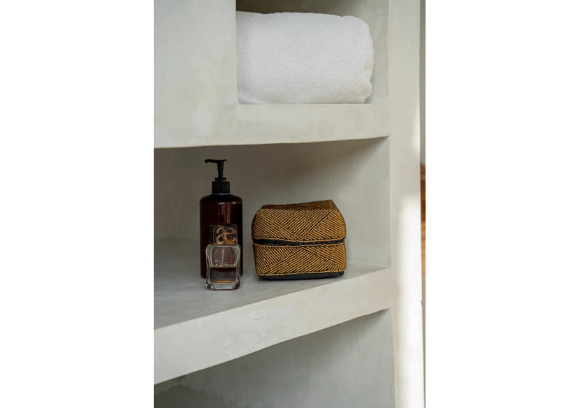 Boîte décorative en perles - Or - Taille M - BA001G-M - Bazar Bizar