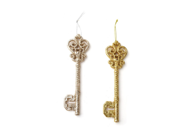 Suspension SANTA LILA - Boule décorative 1x4xh14,5cm en forme de clé - HIWJ1602-SW - Mondex 2