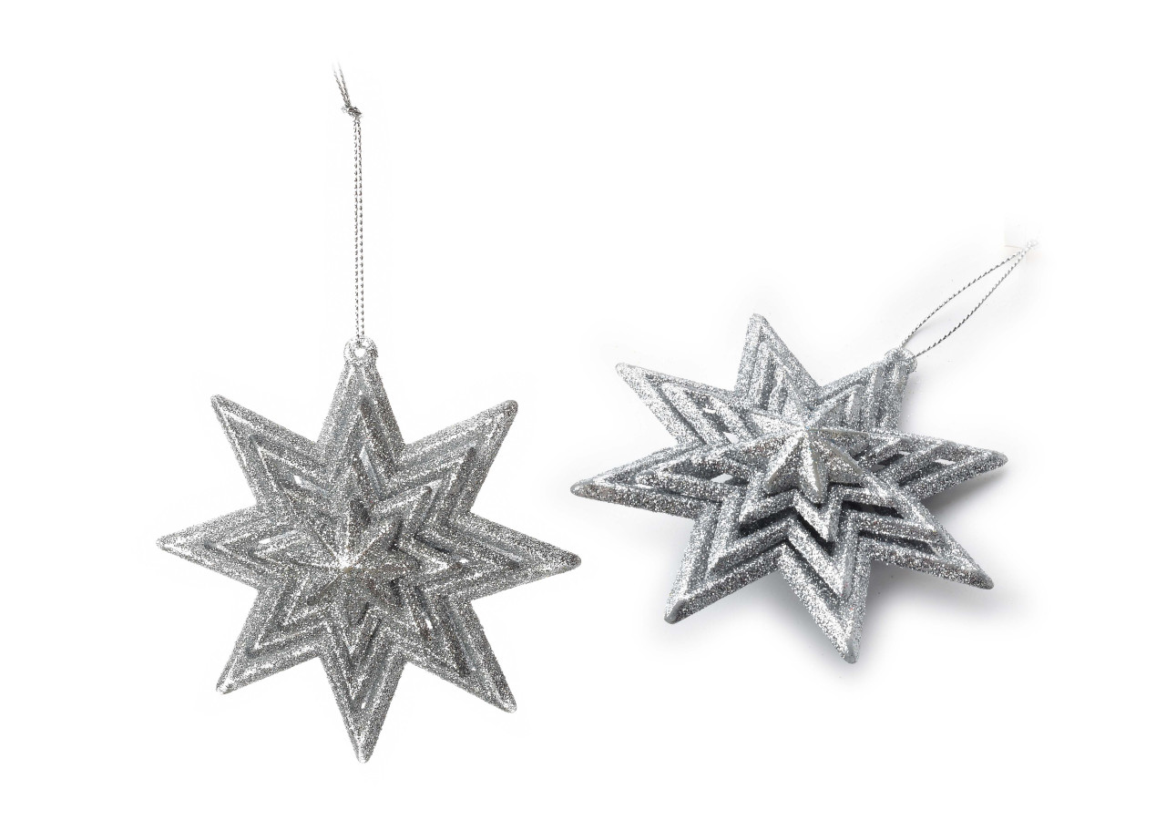 Suspension SANTA LILA - Boule décorative 2,8x10xh10cm en forme d'étoile - HIWJ1664-SW - Mondex