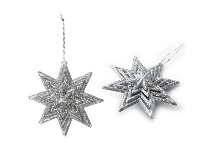 Suspension SANTA LILA - Boule décorative 2,8x10xh10cm en forme d'étoile - HIWJ1664-SW - Mondex