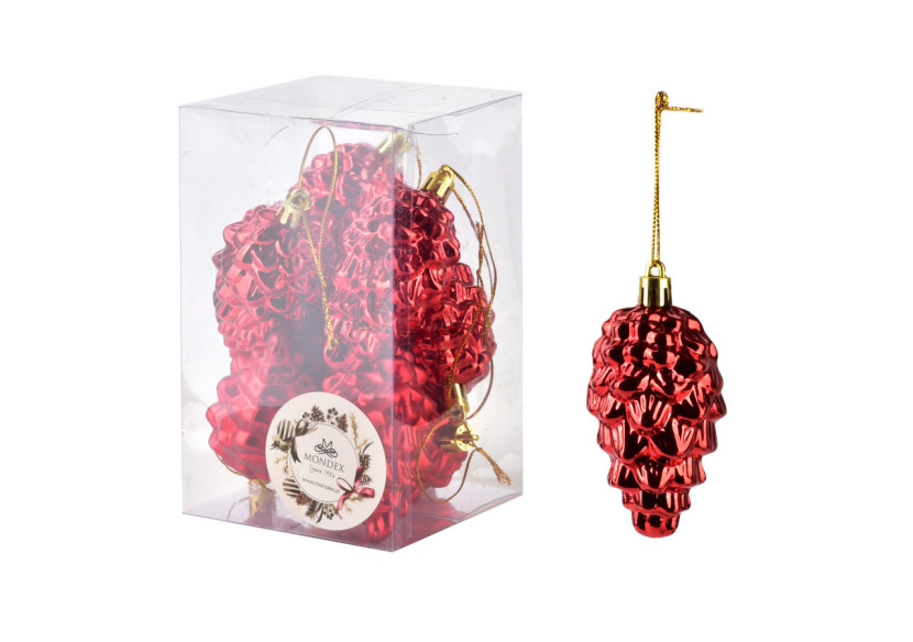 Décorations de Noël SANTA LILA - 8 boules en plastique 8x4cm - HIWJ1794-SW - Mondex