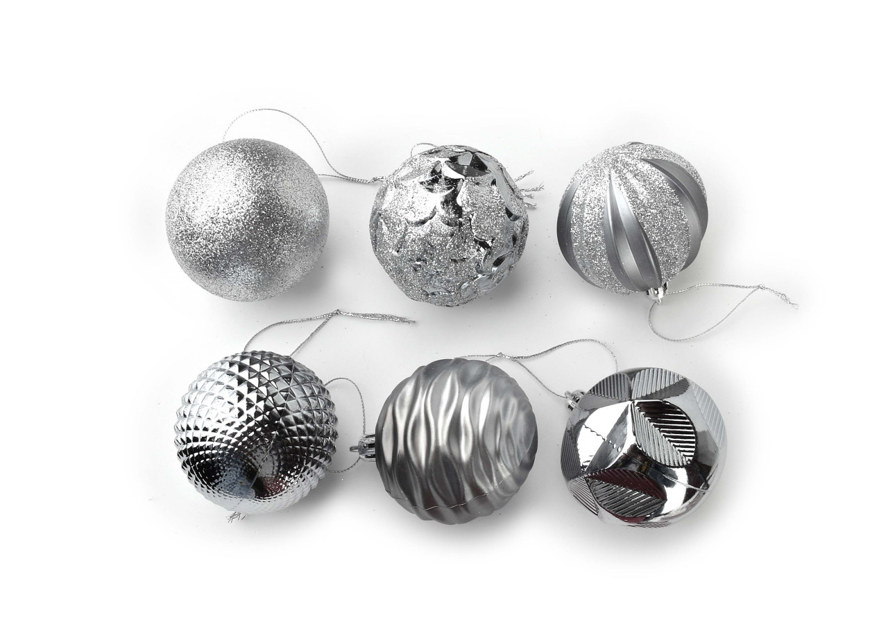 Décorations de Noël SANTA LILA - 12 boules en plastique 6x6cm - HIWJ1855-SW - Mondex