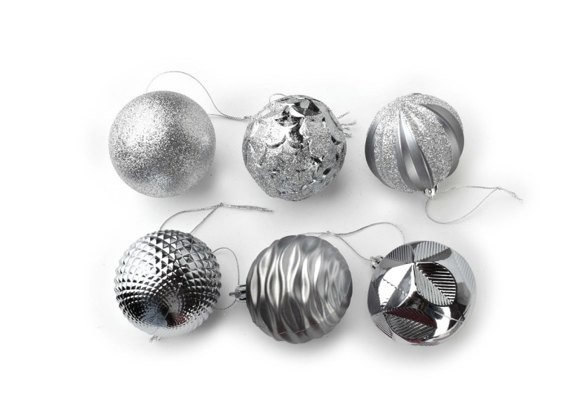 Décorations de Noël SANTA LILA - 12 boules en plastique 6x6cm - HIWJ1855-SW - Mondex