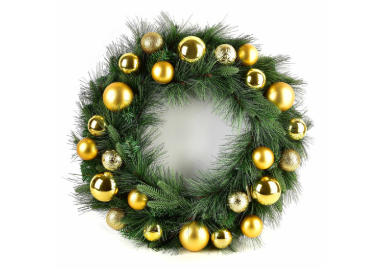 Couronne de Noël SANTA LILA - 60cm en vert et doré - HIWJ2036-SW - Mondex