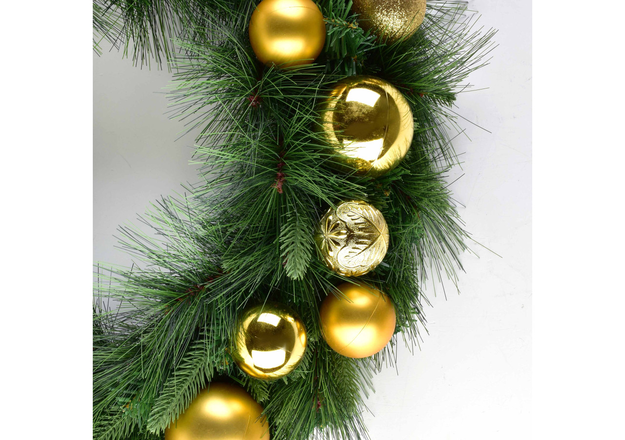 Couronne de Noël SANTA LILA - 60cm en vert et doré - HIWJ2036-SW - Mondex