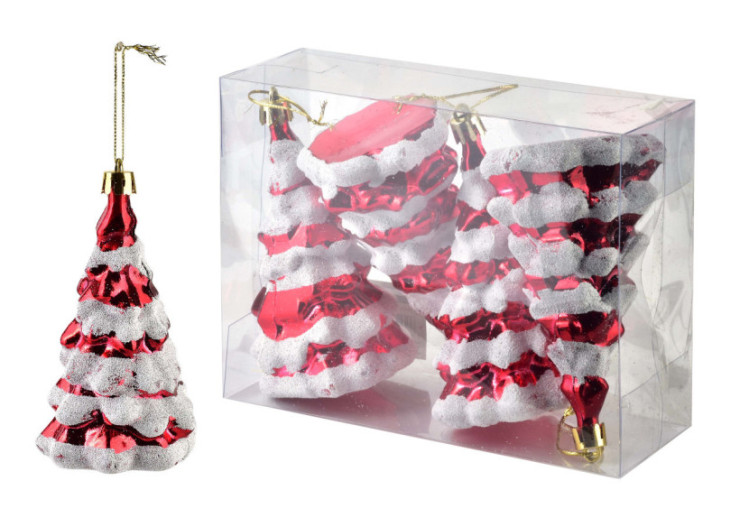 Ensemble de 4 Boules SANTA LILA - 6,5x5,5x11 cm rouge et blanc - HIWJ2227-SW - Mondex