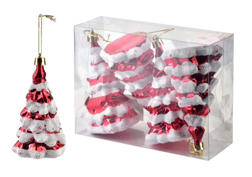 Ensemble de 4 Boules SANTA LILA - 6,5x5,5x11 cm rouge et blanc - HIWJ2227-SW - Mondex