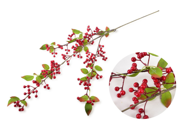 Branche d'Ostrokrzew VIRIDIS - 88 cm, décoration festive et réaliste - HTQB1077-SW - Mondex