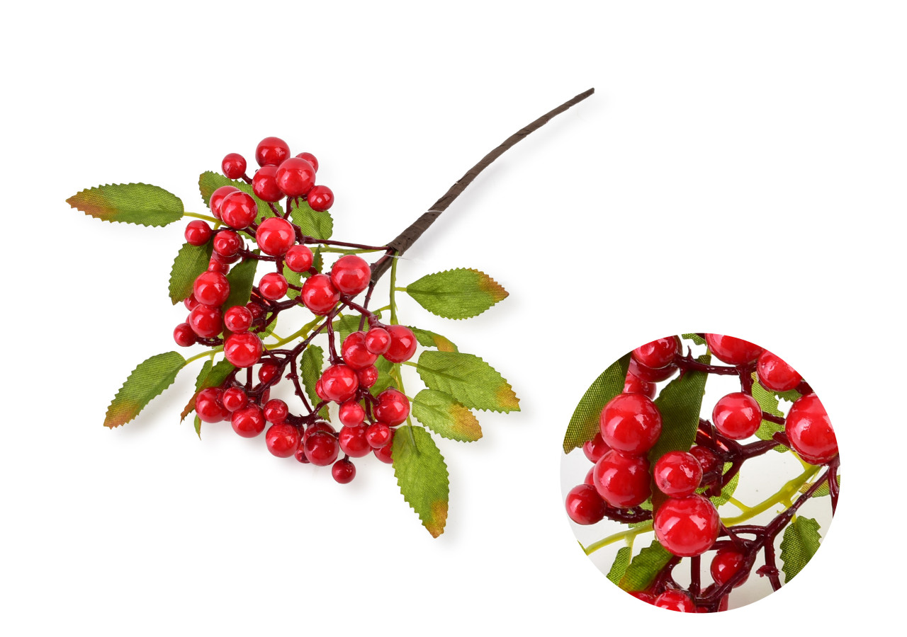 Branche d'Ostrokrzew VIRIDIS - 32 cm, décoration naturelle et festive - HTQB1084-SW - Mondex